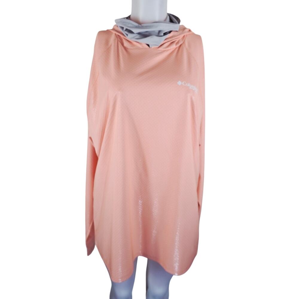 Columbia Omni Shade PFG Orange Gray Women's Hooded Long Sleeve Top XL